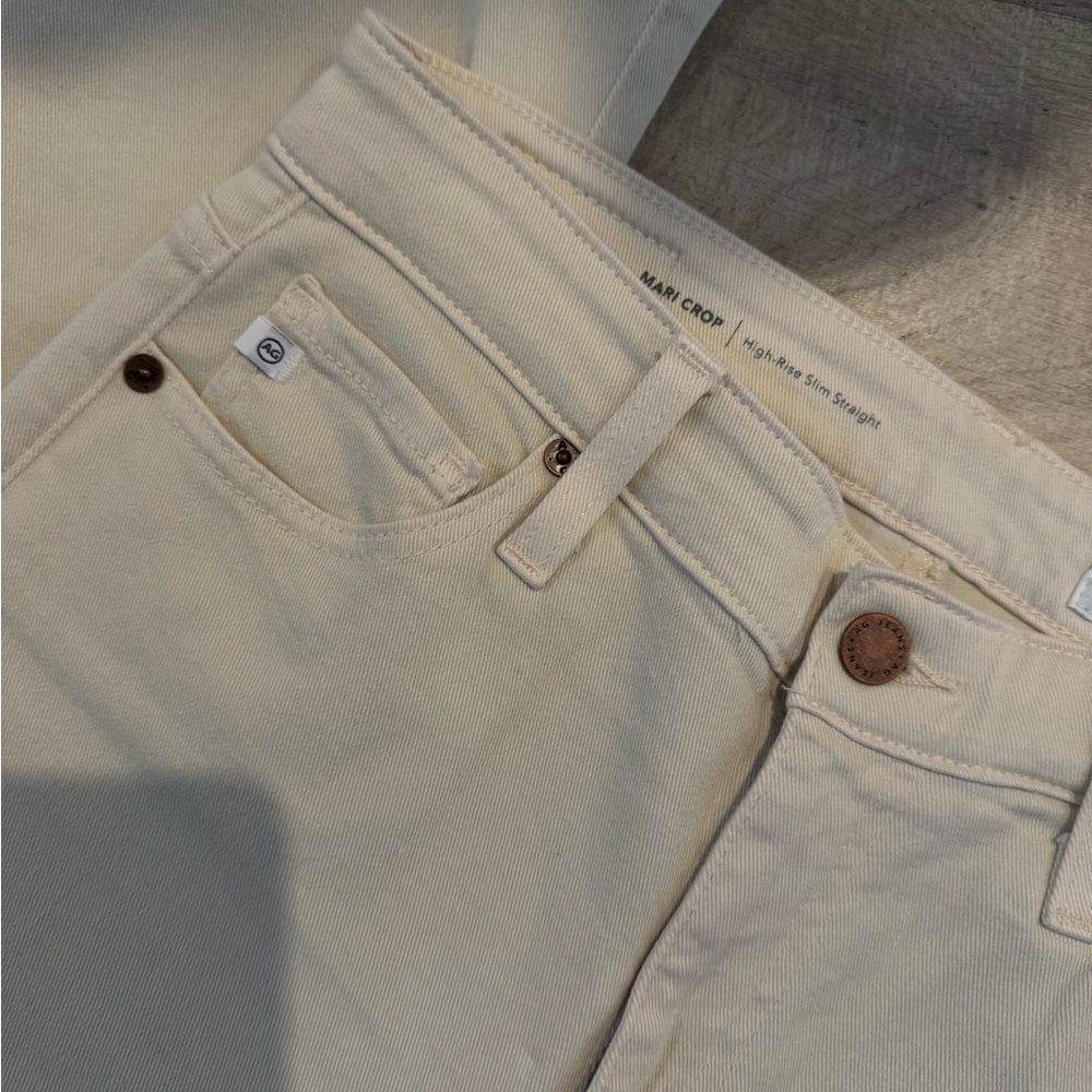 AG Adriano Goldschmied Cream Straight Leg Jeans - Picture 5 of 7